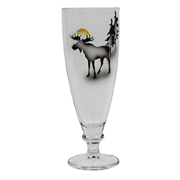 Pair of Nybro Elk Moose Beer Glasses Sweden 8" READ - Picture 2 of 3